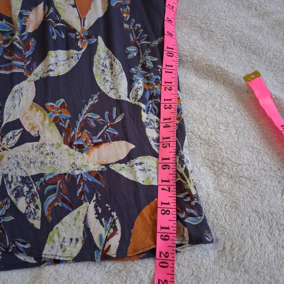 Free People Women's Size Large Island Time Denim Blue Print Midi Jumpsuit - Picture 13 of 16